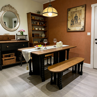 Table à manger ovale multifonctionnelle de style vintage français en bois massif, style mi-siècle, pour usage domestique, bureau de conférence