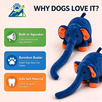 Jouet pour chien en peluche éléphant à longue trompe, couineur, résistant aux morsures, pour la mastication, le jeu interactif, le tirage, la stimulation énergétique et le soulagement de l'ennui