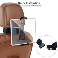 Support de téléphone pour appuie-tête de siège arrière de voiture avec support réglable rotatif à 360 degrés pour téléphones, tablettes et appareils de 4,7 à 12,9 pouces