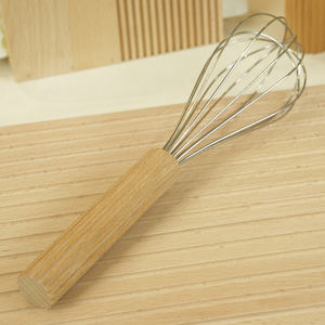 ナチュラルハウス垂直ストライプシリーズブナ木制ハンドルステンレス钢手動卵ビーターウイスキー用パンケーキバッター卵ケーキミックス - Product Image 6