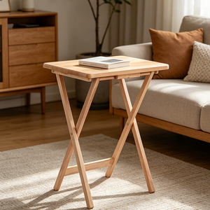 Woonkamer Draagbare 2 Opvouwbare Snacktafels Houten Meubilair Snacktafelset Koffietafel - Product Image 6
