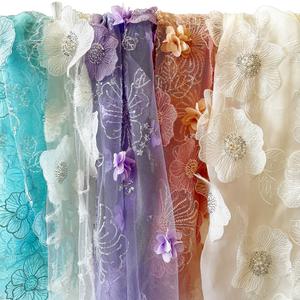 Tissu pour robe d'enfant de mode américaine avec broderie florale 3D en forme de rose perlée pour robes d'enfant en dentelle <span class=keywords><strong>suisse</strong></span> - Product Image 2