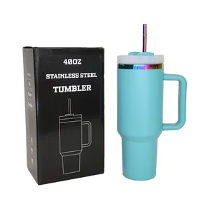 USA kho cầu vồng đầy màu sắc ion mạ 40oz sơn tĩnh điện chân không cách điện Tumbler với xử lý và nắp