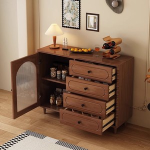 Vintage Style Solid Wood <b>Sideboard</b> Cherry Color <b>Storage</b> Cabinet For Dining Room - Product Image 4