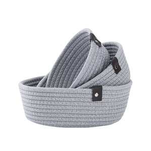 Bán Buôn 3-Mảnh Bông Sợi Dây Thừng Tay Dệt Lưu Trữ Giỏ Vòng Sundry Sách Nhà Văn Phòng Máy Tính Để Bàn Lưu Trữ - Product Image 2