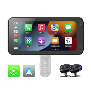 6,25 Zoll Motorräder GPS-Navigator wasserdichte Vorder- und Rückfahrkamera drahtloses Carplay Android Auto-Smartphone-<span class=keywords><strong>Monitor</strong></span> - Product Image 1