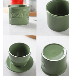 ฝาปิดถ้วยเนยเซรามิก <span class=keywords><strong>HANTANG</strong></span> ทนทาน ถ้วยเนยสไตล์อเมริกัน งานฝีมือประณีต รักษาความสดใหม่ - Product Image 4