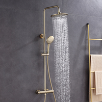 Matériel en laiton Zirconium or brossé salle de bain ensemble de douche thermostatique robinet mélangeur