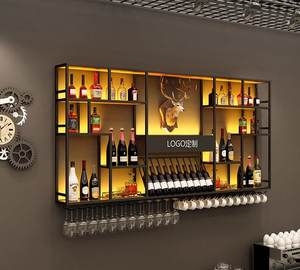 Estantería Industrial de vino tinto, mueble creativo montado en la pared, gabinete de vino, estante de exhibición de hierro para restaurante, barra de viento Industrial - Product Image 3