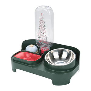 Comedero automático para mascotas Jin Xing con botella de agua y tazón de comida para gatos y perros, diseño de doble tazón con patas altas - Product Image 5