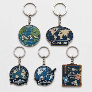Llaveros Personalizados de Alta Calidad del Fabricante, Cadenas con Diseño de Globo Terráqueo, Recuerdo de Viaje Global, Llavero de Viajero Mundial - Product Image 1