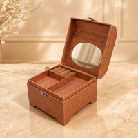 Boîte à bijoux artisanale sur mesure de forme irrégulière à deux niveaux avec plateau amovible, étui de rangement en papier de luxe pour bagues en velours, cadeaux