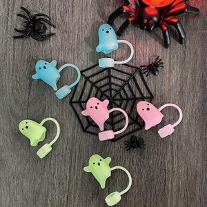 Cubiertas de Silicona para Pajitas con Diseño de Fantasmas Luminosos para Halloween - Accesorios Divertidos para Vasos - Product Image 3