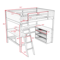 Nouveau design de lit mezzanine en bois blanc pur simple pleine grandeur avec bureau et étagères intégrés