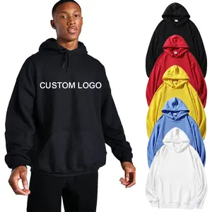 Cobertor de Impressão personalizada unisex confortável agasalho preto em branco do vintage 100% Algodão hoodies do pulôver dos homens oversized hoodies planície granel