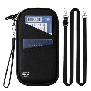 TPW104 Custom Oxford Cloth Zip Bifold <span class=keywords><strong>Document</strong></span> Sleeve Versátil RFID Blocking Travel Passport Holder con correa ajustable - Product Image 1