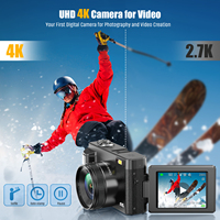 Caméra vidéo SONGDIAN 4K 48MP avec zoom numérique 16x, écran rotatif à 180 degrés, anti-vibration, flash intégré, pour vlogging et photographie