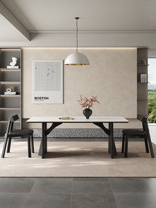 Nouvelle table à manger en dalle de roche 2026, table et chaises rectangulaires en bois massif noir de style français rétro, idéale pour les petits espaces. - Product Image 3