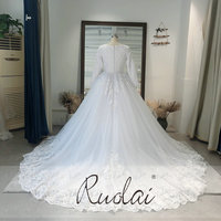 AP-12 Nouvelle arrivée, robe de mariée longue à manches longues, robe de mariée musulmane, robe de bal pour femmes arabes, avec couvre-boutons, appliquée à la main