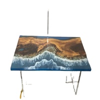 Meubles de salle à manger au design élégant, table de salle à manger en bois avec plateau en résine époxy, table de restaurant