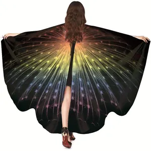 Vlindervleugels Fancy Dress Vlinder Sjaal 130X168Cm Kleurrijke Fee Dames Nimf Pixie Poncho Kostuum Accessoire Voor Carnaval