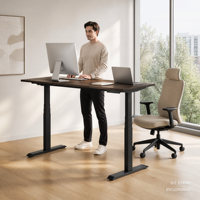 Bureau réglable en hauteur, électrique, ergonomique, pour travailler assis ou debout, mobilier de bureau