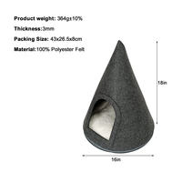 Tente en feutre conique pour chat, vente en gros, abri intérieur pour animaux de compagnie, cachette confortable pour chats, grotte de repos avec entrée