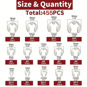 Juego de Anillos de Retención Externos E-Clip, 455 Piezas, M1.5 M15, Acero Inoxidable 304, Métricos, de Encaje Rápido - Product Image 2