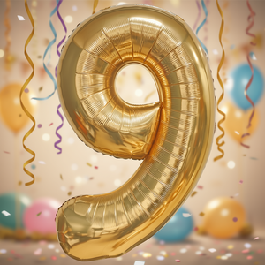 Globo de fiesta con forma de número 9, dorado, 1 metro, decoración de fiesta con lámina de champán - Product Image 2