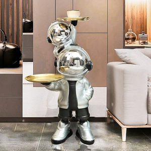 Statua <span class=keywords><strong>da</strong></span> Pavimento Grande per Soggiorno, Ornamenti Decorativi per la Casa, Accessori Moderni, Statua di Astronauta con Vassoio - Product Image 6