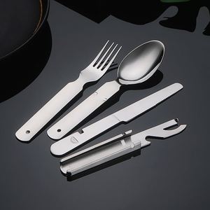 Modern Portable Outdoor Knife Fork Spoon with Bottle Opener Stainless Steel <b>Cutlery</b> <b>Set</b> for Camping <b>Picnic</b> - Product Image 1