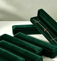 Modisches Hochwertiges Dunkelgrünes Plüsch-Achteck Ring-Halsketten-Ohrringe-Anhänger-Armband Schmuckset Schmuckbox mit Anpassbarem Logo