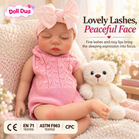 DollDuo 18 Zoll Silikon-Reborn-Babypuppe, schlafend, neugeboren, rosa Strickoutfit, Schleife, personalisiert, lebensecht, Thanksgiving-Geschenk für Kinder