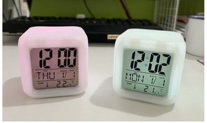 Multifunction 7 Color Change <b>LED</b> Digital Alarm <b>Clock</b> With Date Alarm Thermometer Desktop Cube <b>Clock</b> Night Glowing Home Decor - Product Image 5