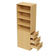 Étagère à livres étroite et haute avec 3 tiroirs latéraux et 4 étagères ouvertes pour salon, chambre et bureau – Fournisseur d'usine