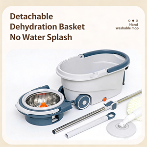 Sistema <span class=keywords><strong>di</strong></span> Pulizia Domestica con Mop Rotante a 360 Gradi, Testa Rotonda in Acciaio e Microfibra, con Secchio per Pulizia Pavimenti - Product Image 3