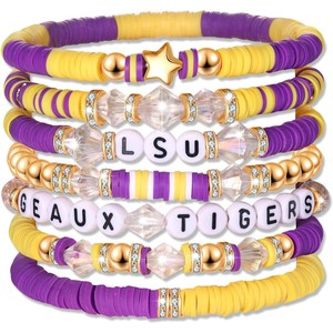 Ensemble de 7 pièces de bijoux Bracelet en céramique douce <span class=keywords><strong>lettre</strong></span> perlée femmes à la main empilable <span class=keywords><strong>perle</strong></span> ensemble d'accessoires de mode pour les femmes - Product Image 1