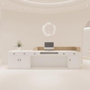 Bancone Curvo in Legno Resistente per Clinica Dentale, Reception di Centro Estetico, Negozio di Abbigliamento di Lusso, Centro di Formazione, Bar e Postazione Cassa - Product Image 4