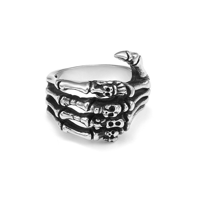 Euro-american Retro Gothic Skeleton Dark Eagle Claw Hand Bone Punk Ring Punk Jewelry for Men