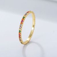 Bague Simple en argent Sterling 925 pour femme, anneau rond CZ éternité, zircon cubique, empilable, plaqué or, bague arc-en-ciel, bijoux