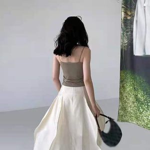 Tops blancos de verano para mujer, nueva camisola sin mangas ajustada sin espalda, Tops <span class=keywords><strong>Bandeau</strong></span> recortados, sujetador básico sin mangas con tirantes finos - Product Image 6
