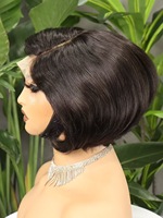 Perruque courte bouclée Bob Pixie Cut avec grand pour dentelle frontale 13x4 5x5 bouclée Bob nœuds blanchis cheveux de bébé