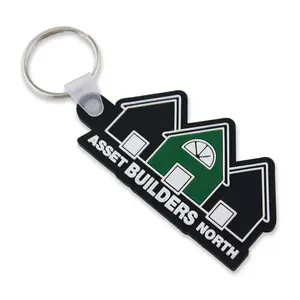 Wholesale PVC House Shaped Keychain House Shape Metal Key Ring Keychain With Custom Logo