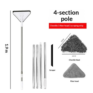 Herramienta Mágica para Limpieza de Vidrios, para Uso Doméstico, Ventanas de Altura, Doble Cara, Manos Libres, Acero Inoxidable, Autoescurrible, Mopa Triangular - Product Image 5