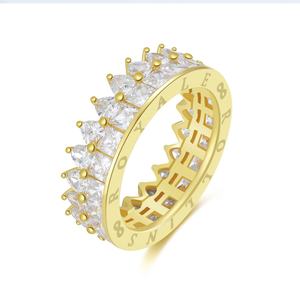 Bague <span class=keywords><strong>de</strong></span> mariage pour femme en or jaune Offre Spéciale Bague <span class=keywords><strong>de</strong></span> fiançailles numérique à chiffres romains Plaqué rhodium pour les fêtes - Product Image 4