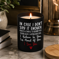 Bougie parfumée en verre noir mat avec couvercle en bois, impression de message personnalisable, cadeaux d'anniversaire en gros pour les couples
