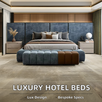 Ensemble de meubles de chambre à coucher d'hôtel 5 étoiles modernes, simple, lits jumeaux, Queen et King, style panneau de bois pour appartement et salon