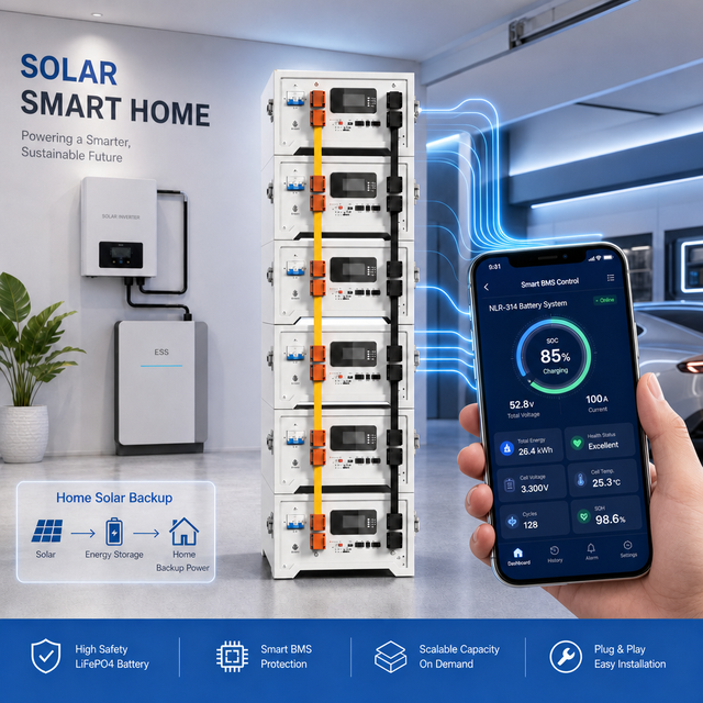 51.2V 314Ah LFP Battery Module 16kWh Stackable Energy Storage System for Home Solar Power System 6000 Cycles High Quality