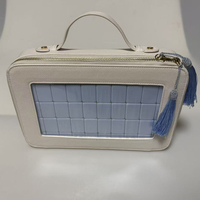 Sac en cuir personnalisé pour tuiles de mahjong américain avec poignée, pompon et fermeture éclair – Étui de transport portable pour tuiles