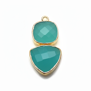 เบาะตัด & อัญมณีล้านล้านขนาด27x13มม. ต่างหูเหลี่ยมเพชรพลอยจี้เชื่อมต่อ925อินเทรนด์ชุบทองเงิน - Product Image 1